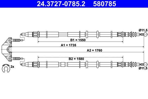 Cable Pull, parking brake (24.3727-0785.2)