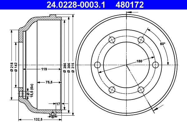 Brake Drum (24.0228-0003.1)