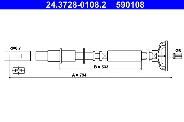Cable Pull, clutch control (24.3728-0108.2)