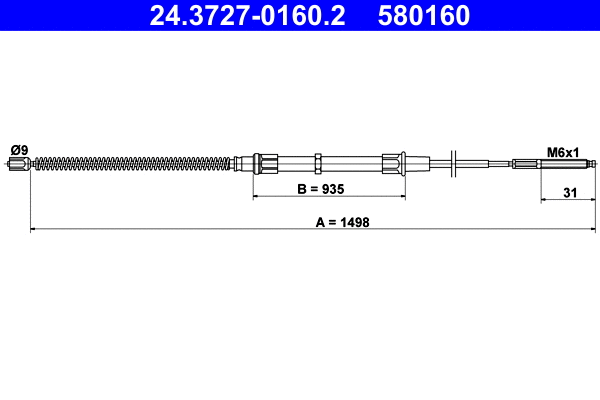 Cable Pull, parking brake (24.3727-0160.2)