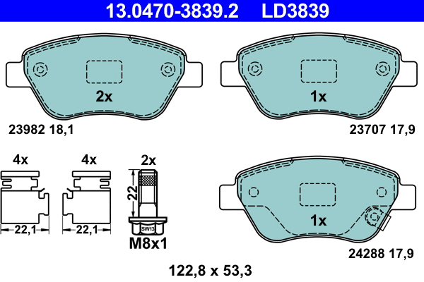 Brake Pad Set, disc brake (13.0470-3839.2)