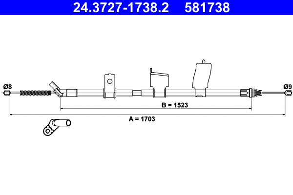 Cable Pull, parking brake (24.3727-1738.2)