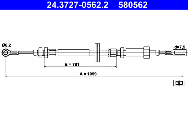 Cable Pull, parking brake (24.3727-0562.2)