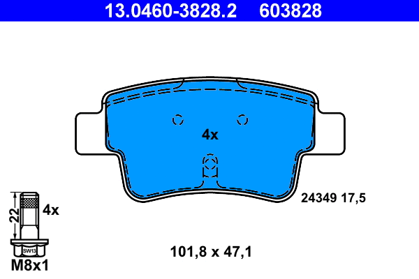 Brake Pad Set, disc brake (13.0460-3828.2)