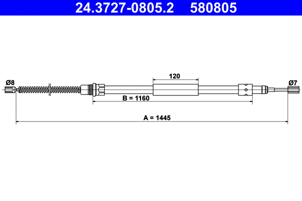 Cable Pull, parking brake (24.3727-0805.2)