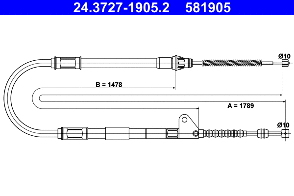 Cable Pull, parking brake (24.3727-1905.2)