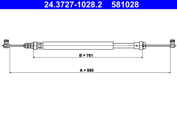 Cable Pull, parking brake (24.3727-1028.2)