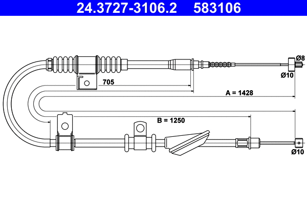 Cable Pull, parking brake (24.3727-3106.2)