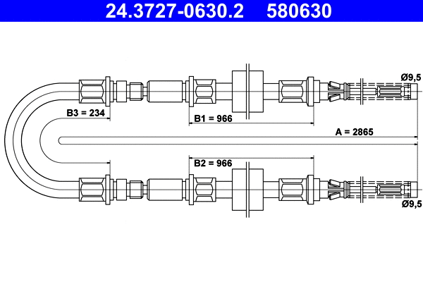 Cable Pull, parking brake (24.3727-0630.2)