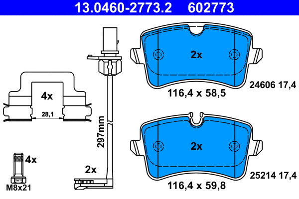 Brake Pad Set, disc brake (13.0460-2773.2)
