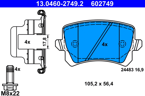 Brake Pad Set, disc brake (13.0460-2749.2)