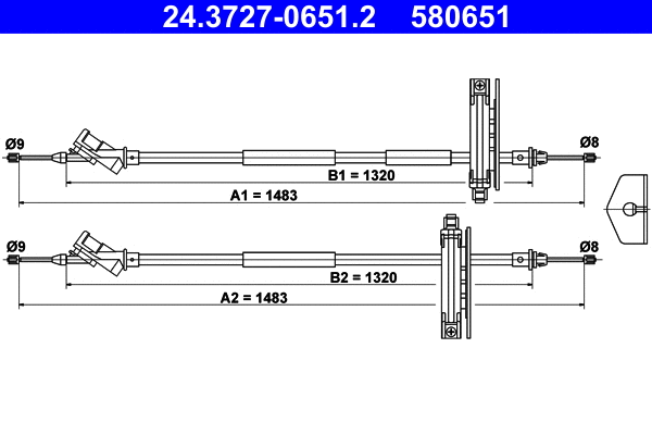 Cable Pull, parking brake (24.3727-0651.2)