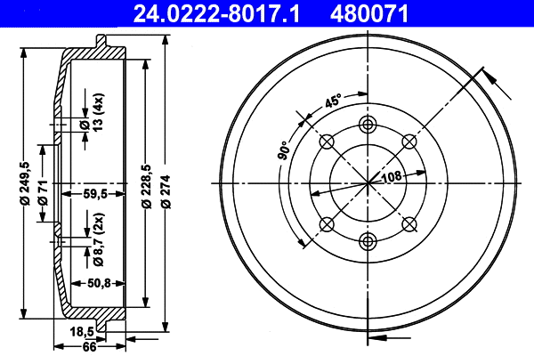 Brake Drum (24.0222-8017.1)