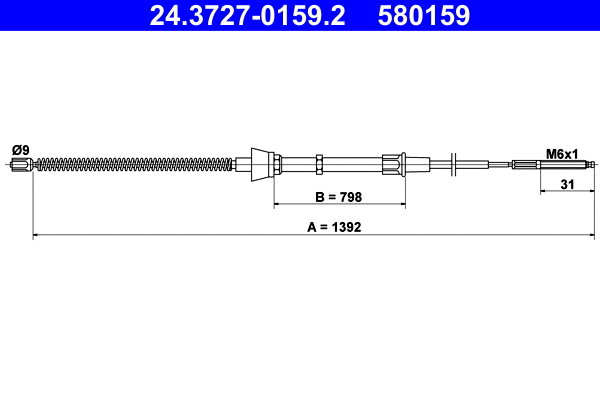 Cable Pull, parking brake (24.3727-0159.2)