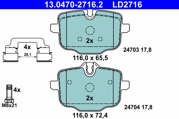 Brake Pad Set, disc brake (13.0470-2716.2)