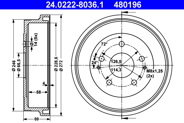 Brake Drum (24.0222-8036.1)