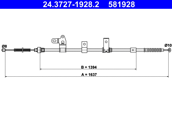 Cable Pull, parking brake (24.3727-1928.2)