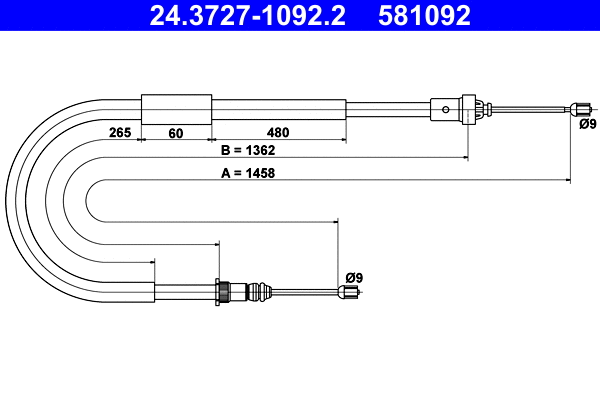 Cable Pull, parking brake (24.3727-1092.2)