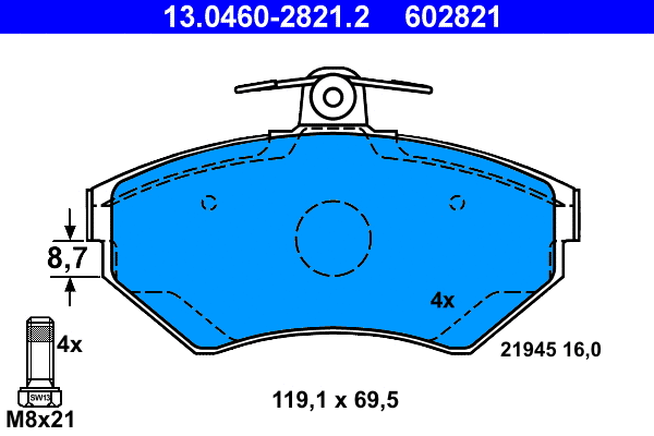 Brake Pad Set, disc brake (13.0460-2821.2)