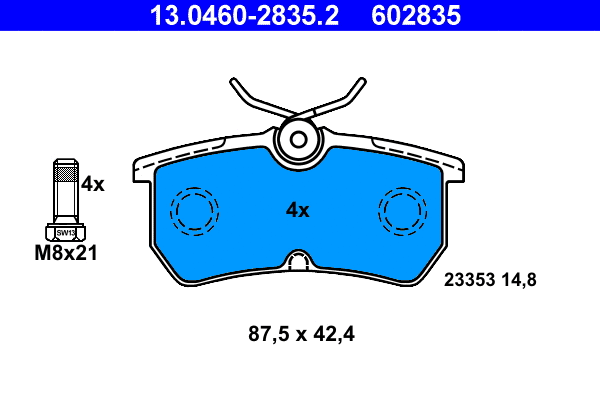 Brake Pad Set, disc brake (13.0460-2835.2)
