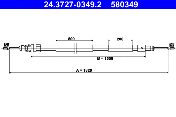 Cable Pull, parking brake (24.3727-0349.2)