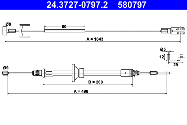 Cable Pull, parking brake (24.3727-0797.2)