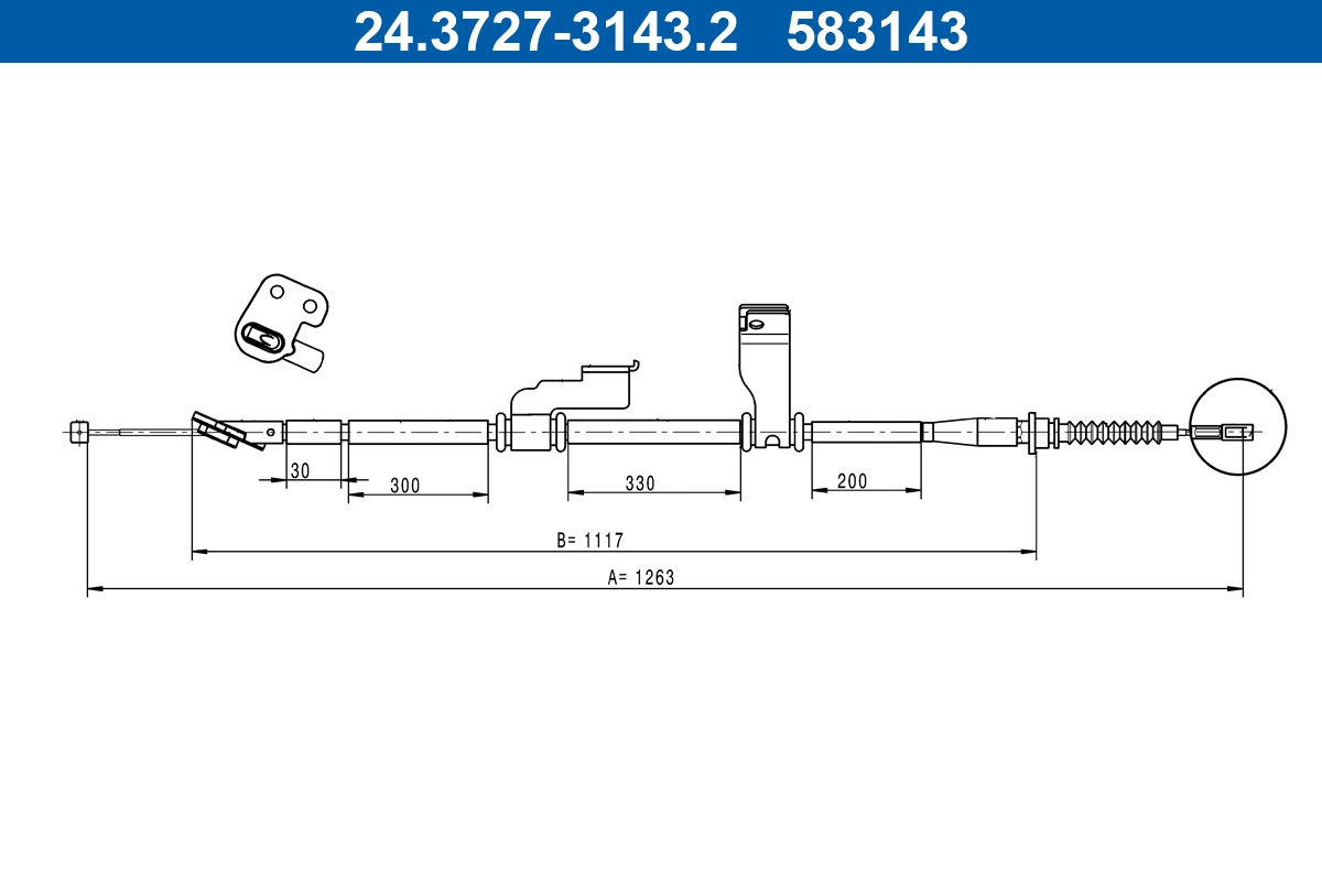 Cable Pull, parking brake (24.3727-3143.2)