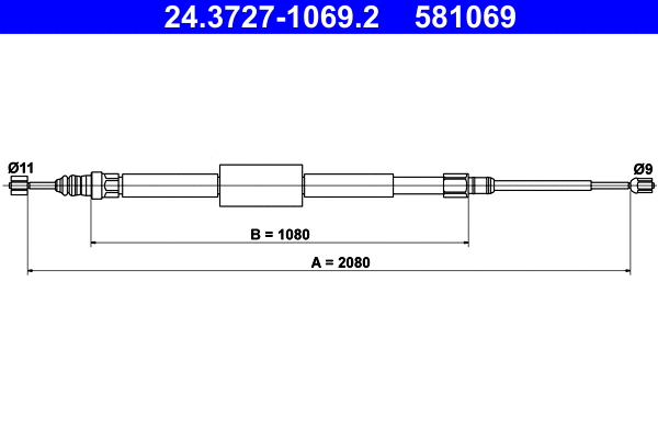 Cable Pull, parking brake (24.3727-1069.2)