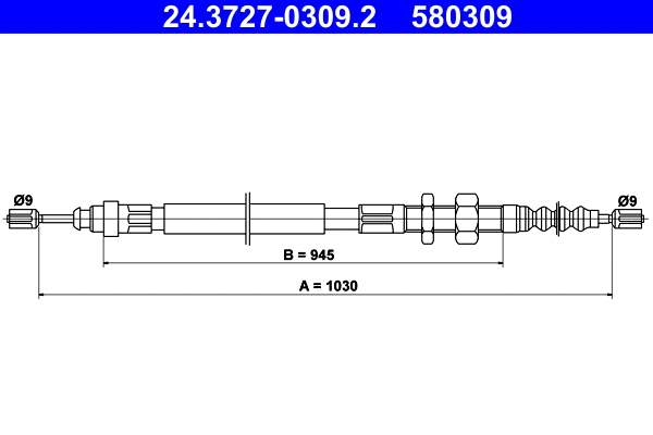Cable Pull, parking brake (24.3727-0309.2)