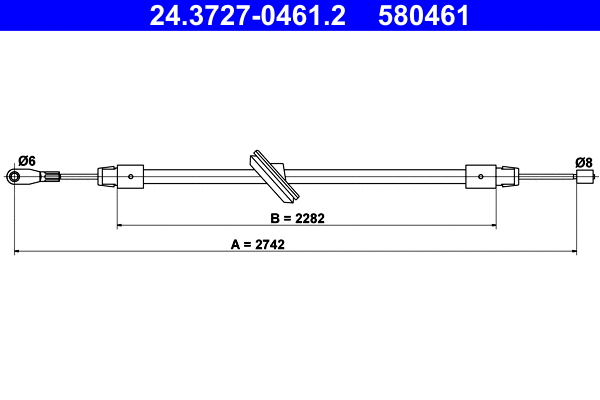 Cable Pull, parking brake (24.3727-0461.2)