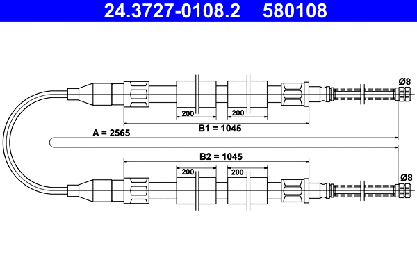 Cable Pull, parking brake (24.3727-0108.2)