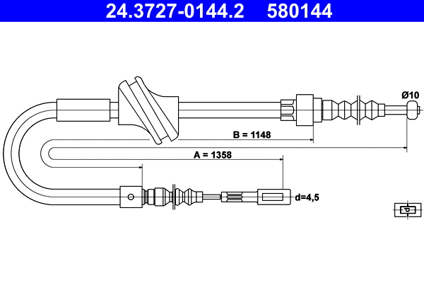 Cable Pull, parking brake (24.3727-0144.2)