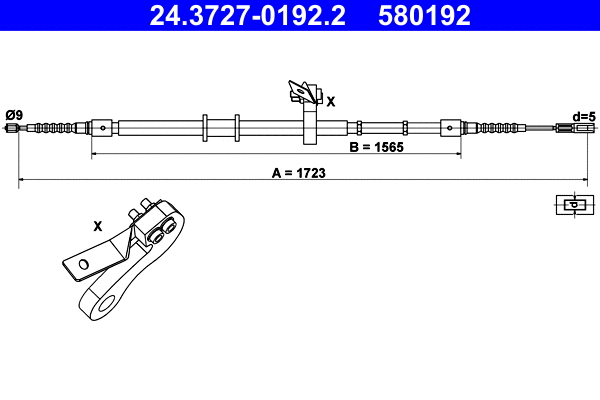 Cable Pull, parking brake (24.3727-0192.2)