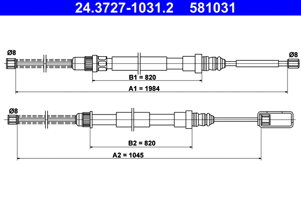 Cable Pull, parking brake (24.3727-1031.2)