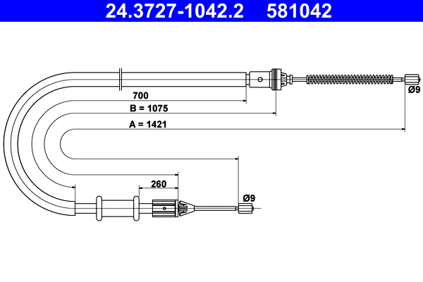 Cable Pull, parking brake (24.3727-1042.2)