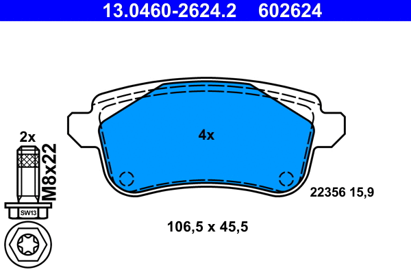 Brake Pad Set, disc brake (13.0460-2624.2)