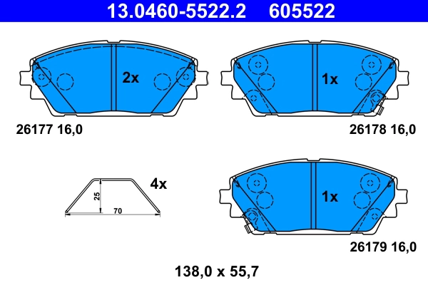 Brake Pad Set, disc brake (13.0460-5522.2)