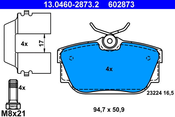 Brake Pad Set, disc brake (13.0460-2873.2)