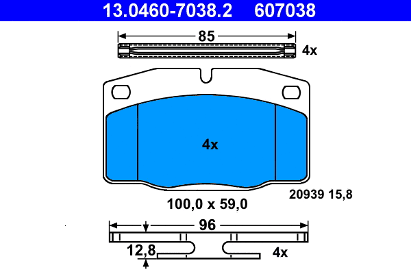 Brake Pad Set, disc brake (13.0460-7038.2)