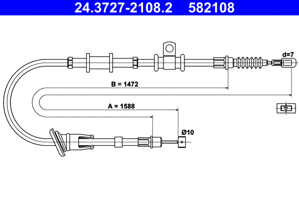 Cable Pull, parking brake (24.3727-2108.2)
