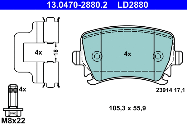 Brake Pad Set, disc brake (13.0470-2880.2)
