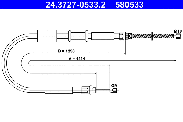 Cable Pull, parking brake (24.3727-0533.2)