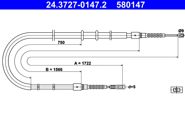 Cable Pull, parking brake (24.3727-0147.2)