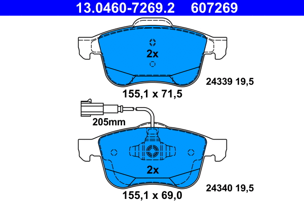 Brake Pad Set, disc brake (13.0460-7269.2)