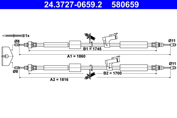 Cable Pull, parking brake (24.3727-0659.2)