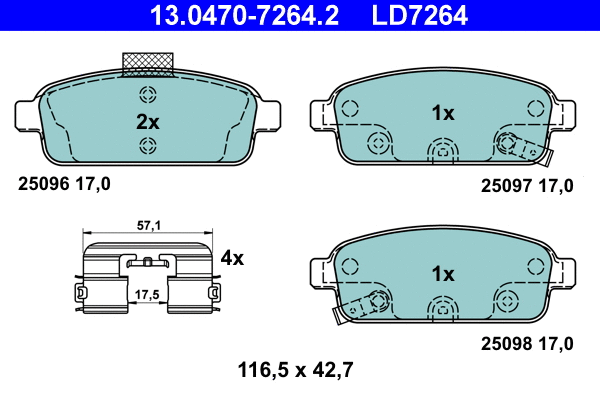 Brake Pad Set, disc brake (13.0470-7264.2)