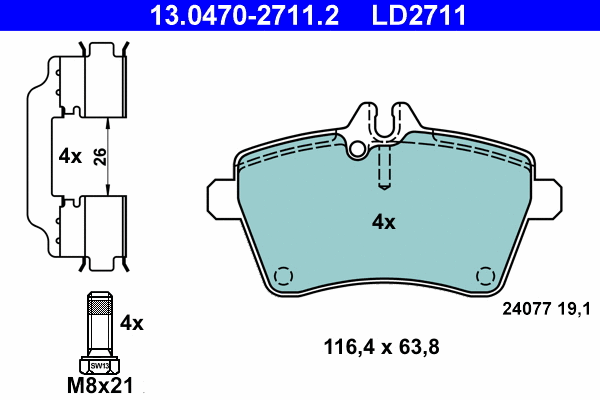 Brake Pad Set, disc brake (13.0470-2711.2)