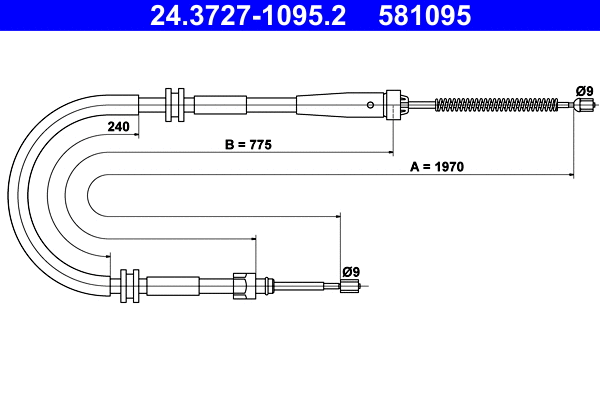 Cable Pull, parking brake (24.3727-1095.2)