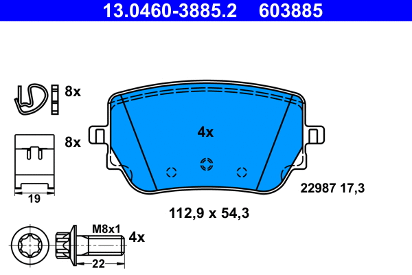 Brake Pad Set, disc brake (13.0460-3885.2)