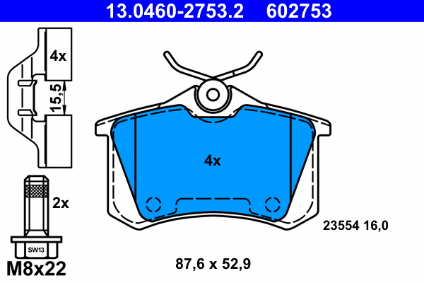 Brake Pad Set, disc brake (13.0460-2753.2)